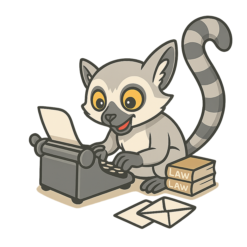 Legislation Lemur in the stacks—brand illustration